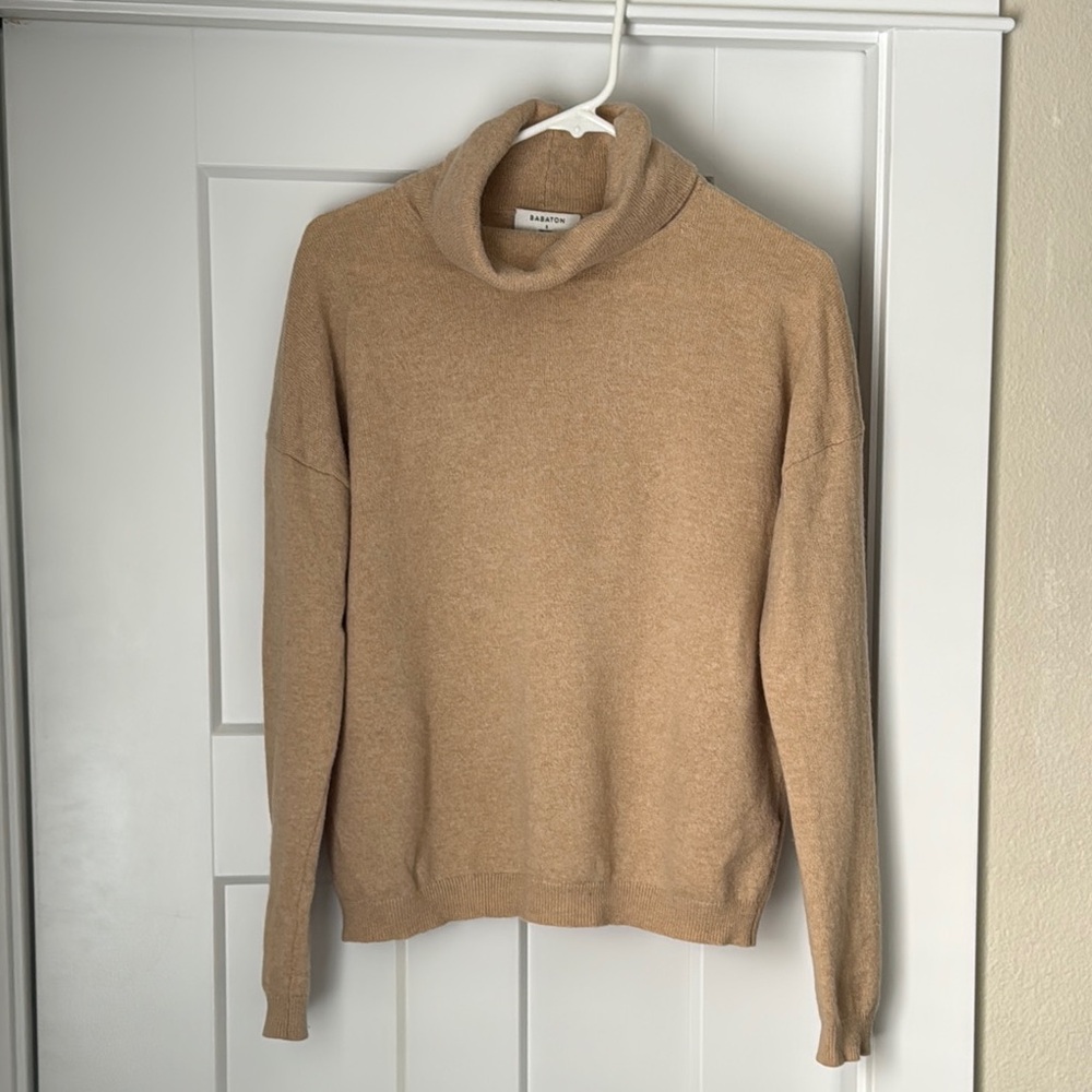 Aritzia Babaton Cozy Tan Turtleneck Sweater